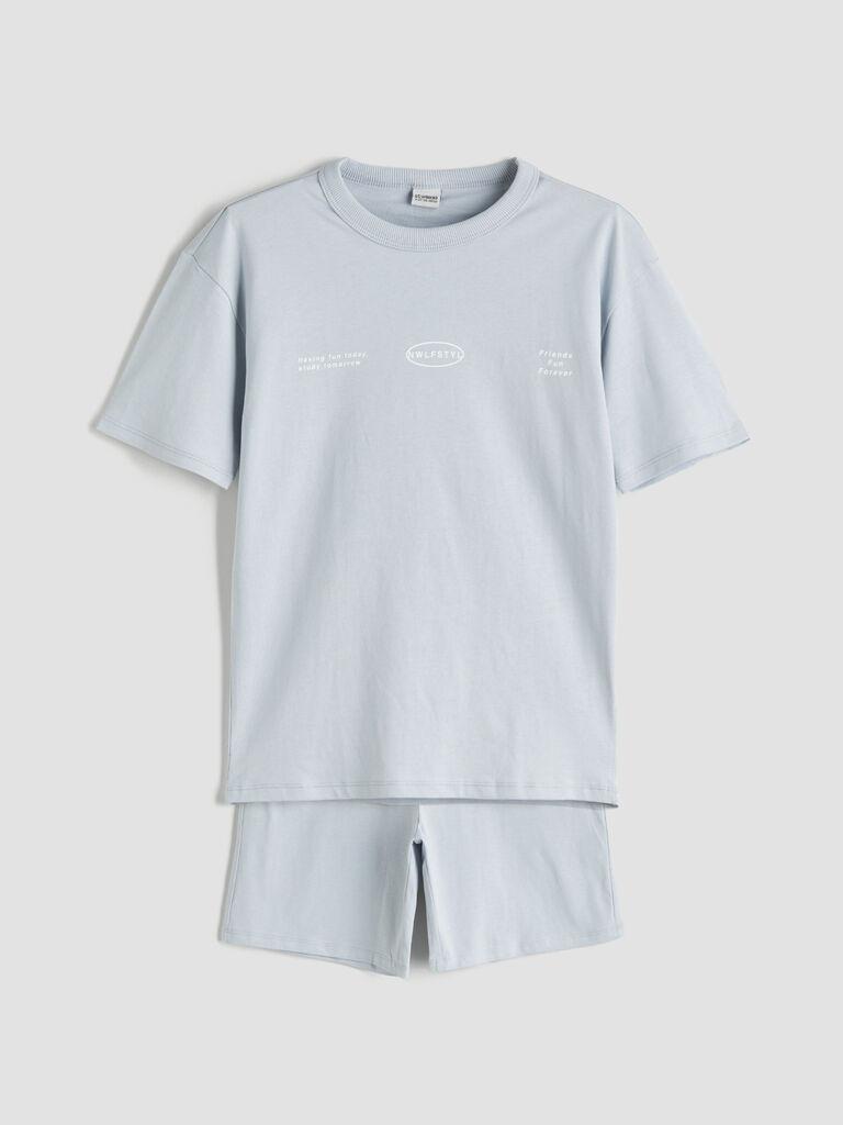 LC Waikiki Komplet za dečake S5QR26Z4-G7J-1, Majica i šorts, Svetlosivi