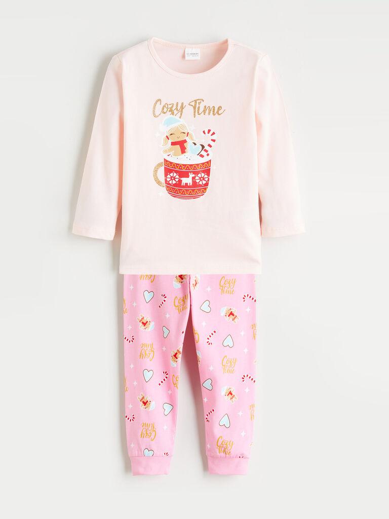 LC Waikiki Komplet pidžama za devojčice W5DN25Z1-FZE, Bež-roza