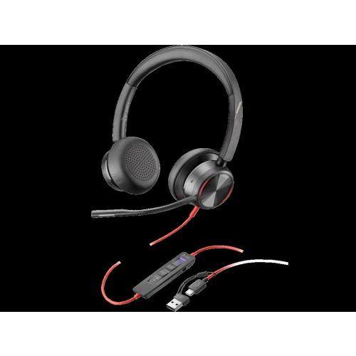 HP Slušalice Poly Blackwire 8225 Stereo MS Teams Cert USB-C Headset +USB-C, A Adapter, 8X225AA,  Crne