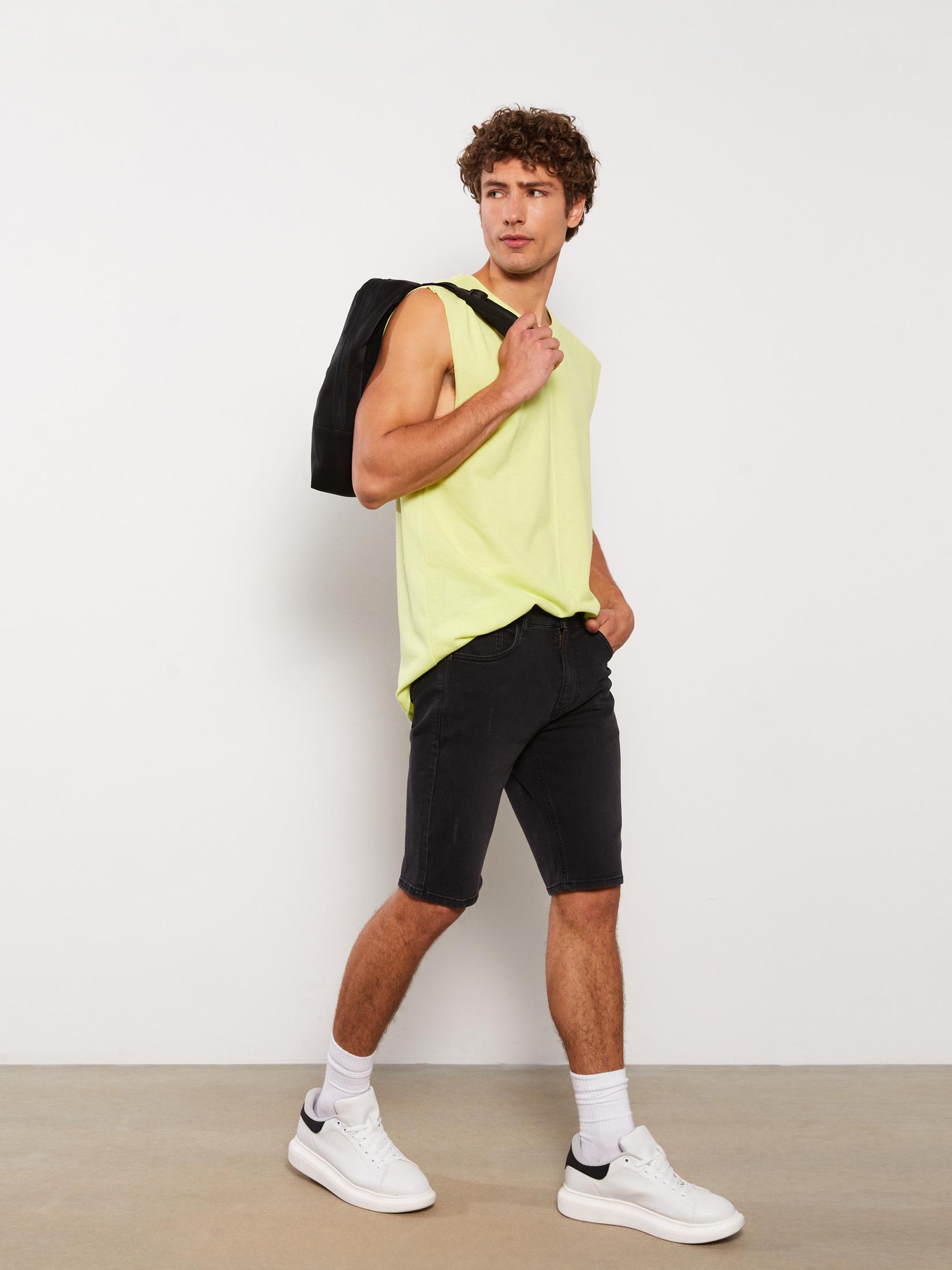 LC Waikiki Muški teksas šorc S37755Z8-326, Crni