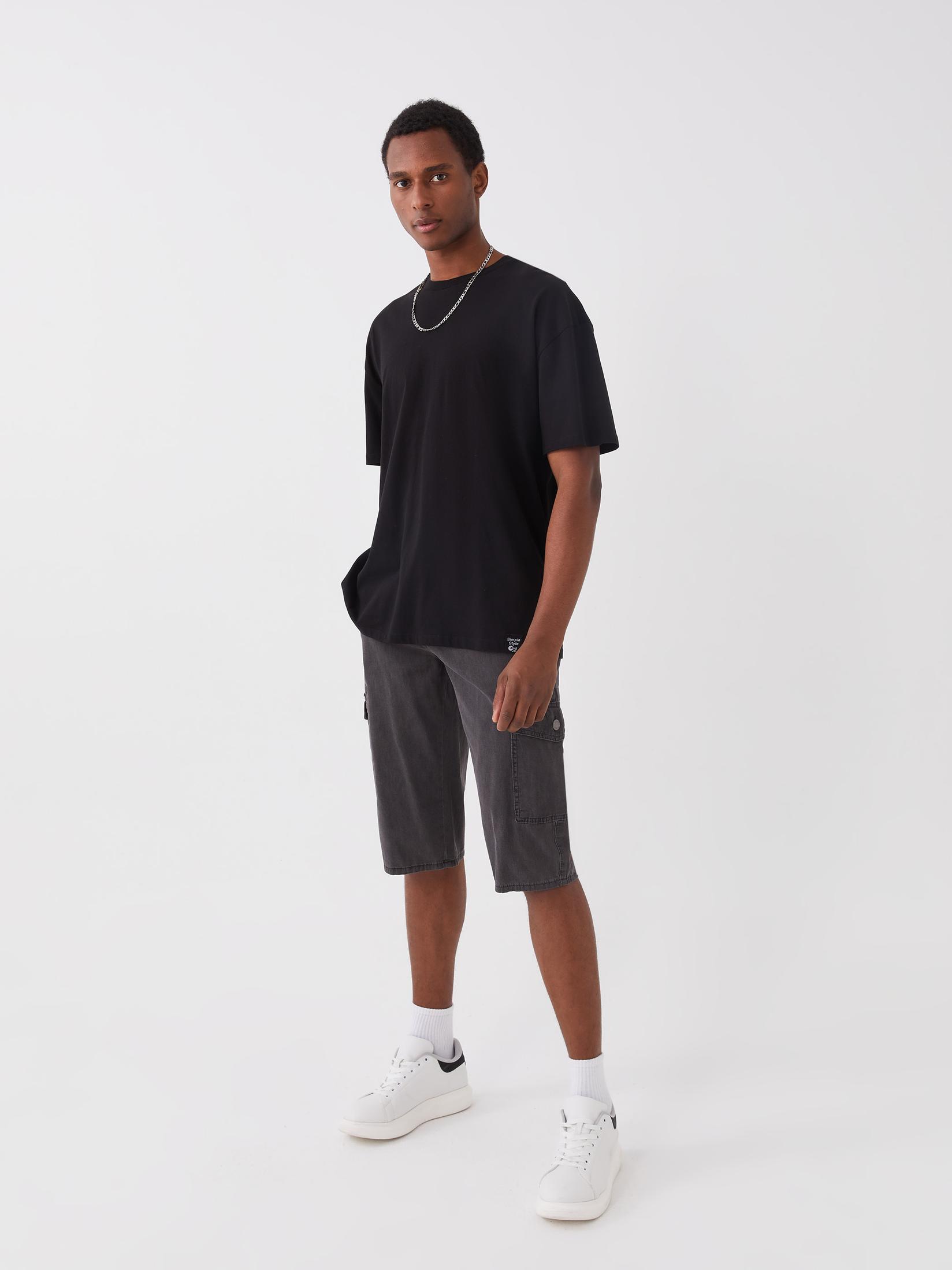 LC Waikiki Muški teksas šorc S33080Z8-GRD, Sivi