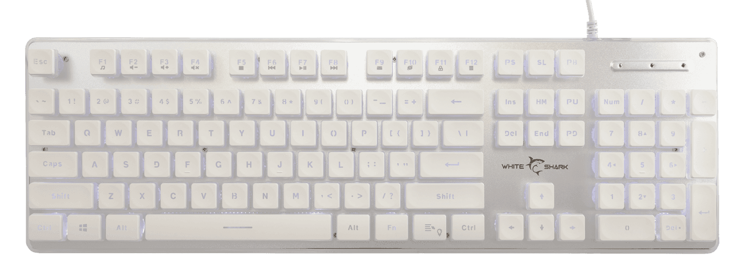 White Shark Gaming tastatura WS GK 003141, Tachi USB, Membranska, Bela