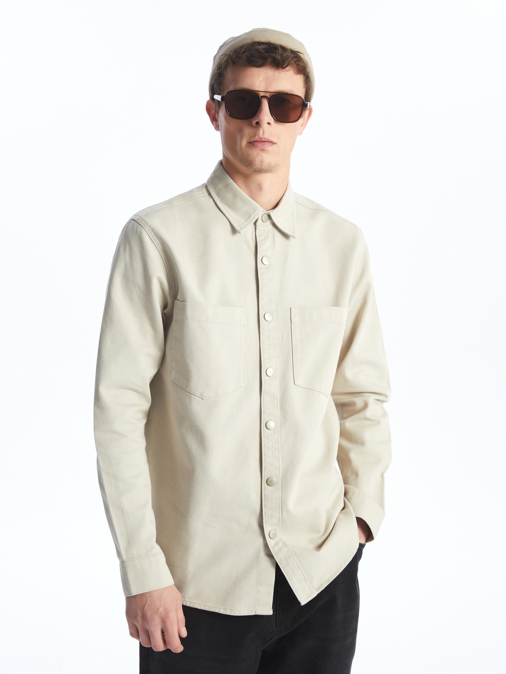 LC Waikiki Muška teksas košulja S4I024Z8-VG3, Bež