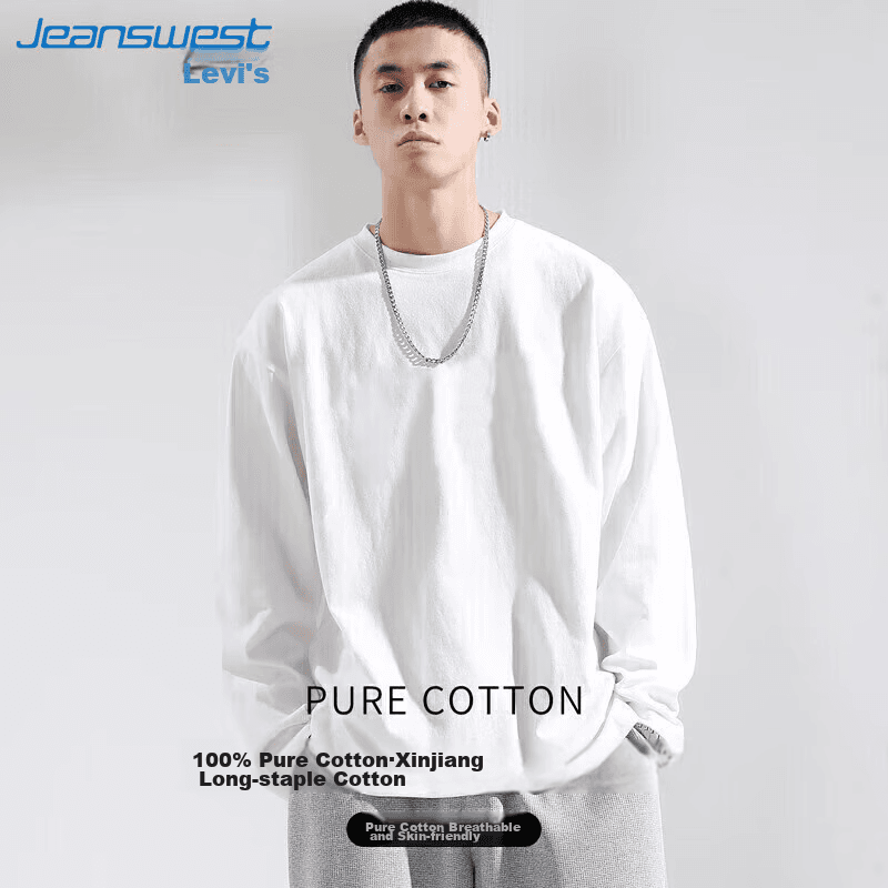 Jeanswest Majica za muškarce, Dug rukav, Pamučna, Bela