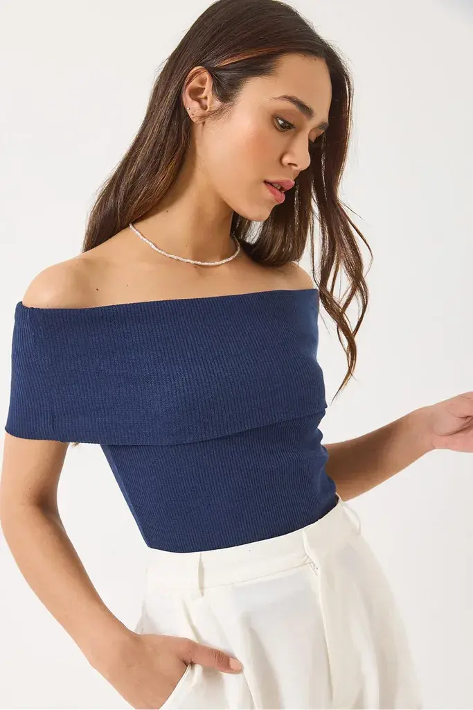 Bianco Lucci Ženska bluza na kratake rukave 60284012, Brod izrez, Tamnoplava