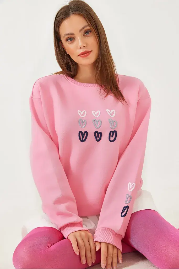 Bianco Lucci Ženski duks 40951011, Okrugli izrez, Roze