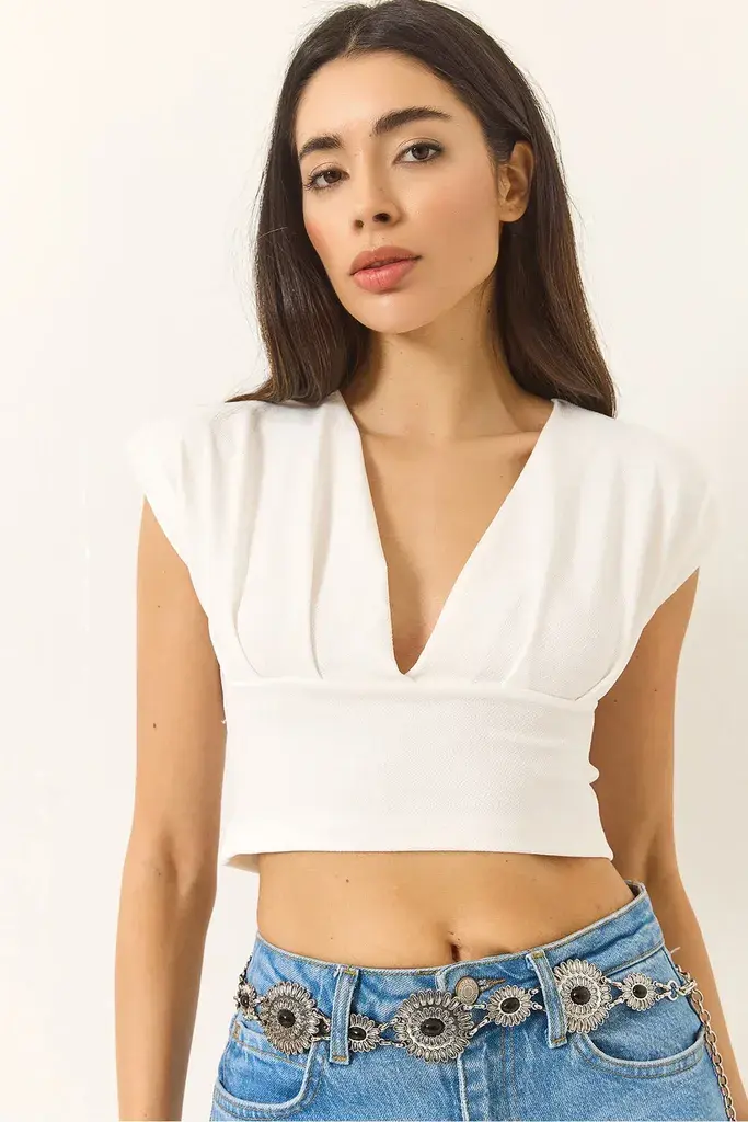 Bianco Lucci Ženska bluza 60284037, V-izrez, Bela
