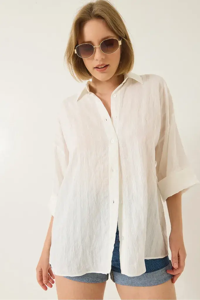 Bianco Lucci Ženska košulja dugih rukava 60283201, Oversize, Bela
