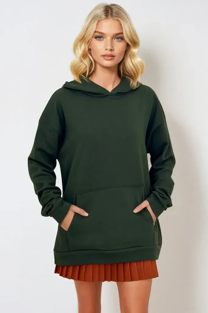Trend Alacati Stili Ženski duks ALC-531-009, Sa kapuljačom, Maslinasti