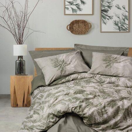 DekorDom Set posteljine Single CB Frond, 140x200cm, Zeleni