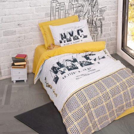 DekorDom Set posteljine Single CB Worldwide, 140x200cm, Žuti