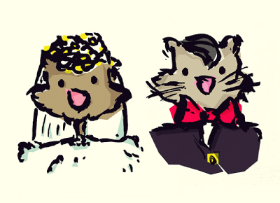 Aca Top Cat Čestitka Mace mladenci, Bela