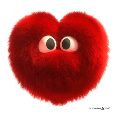Aca Top Cat Nalepnica Crveno pufasto srce 1, 7.5x5.5cm, Bela