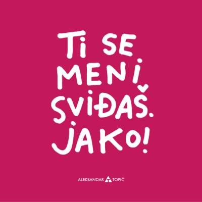 Aca Top Cat Nalepnica Ti se meni sviđaš, 7.5x5.5cm, Ciklama