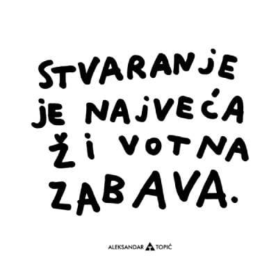 Aca Top Cat Nalepnica Stvaranje je zabava, 7.5x5.5cm, Bela