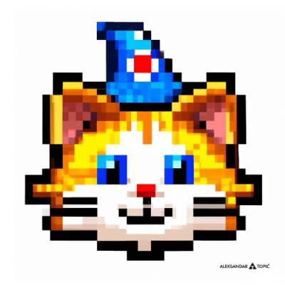 Aca Top Cat Nalepnica Magično mače, 7.5x5.5cm, Bela