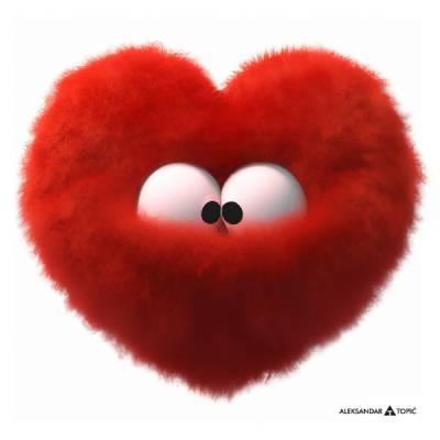 Aca Top Cat Nalepnica Crveno pufasto srce 2, 7.5x5.5cm, Bela