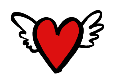 Aca Top Cat Čestitka sa kovertom Srca sa krilima, Bela