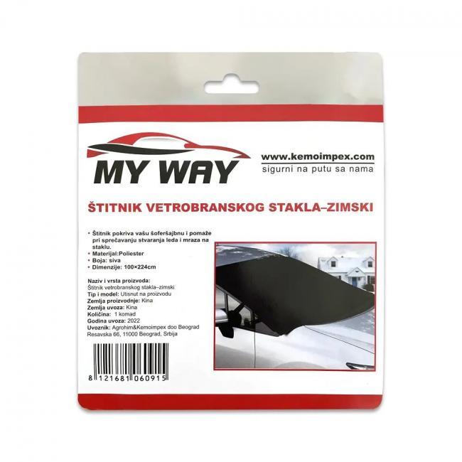 My Way Štit za vetrobransko staklo, Zimski, 100x224 cm, Crni