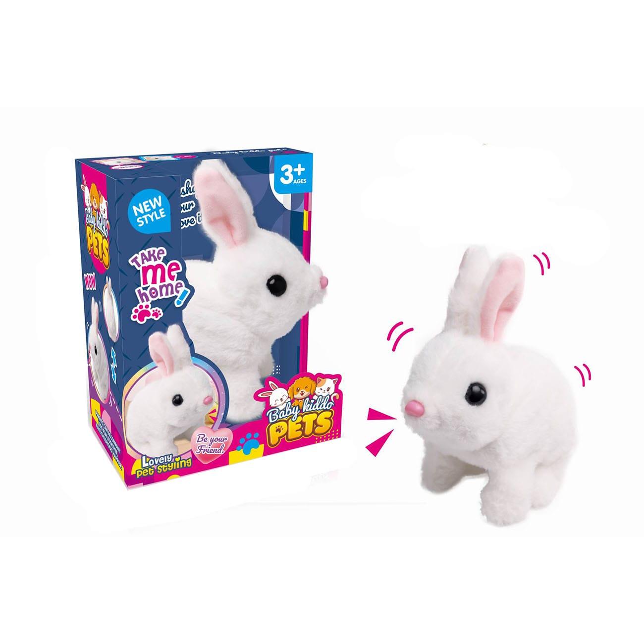 Muzička igračka za bebe Plišani zeka, 17 cm, Bela