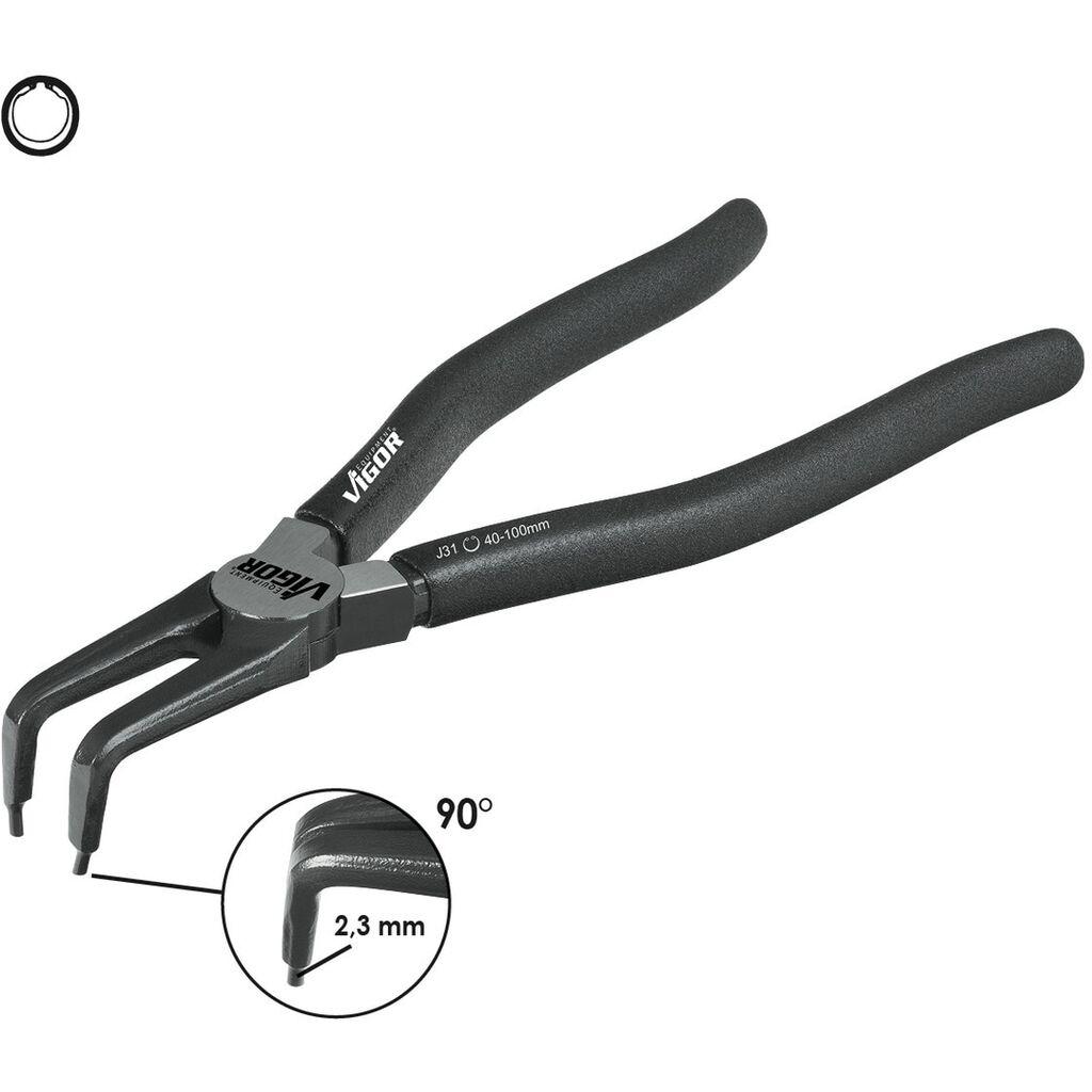 Vigor Klešta kriva V2793, 40 - 100 mm, Vrh 2.3 mm, Na skupljanje, Seger prstenovi
