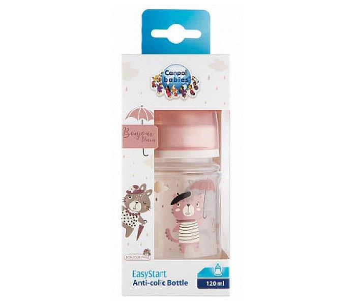 CANPOL BABIES Flašica za bebe Wide Neck Easy Start pp Bonjour Paris 35/231 120 ml roze