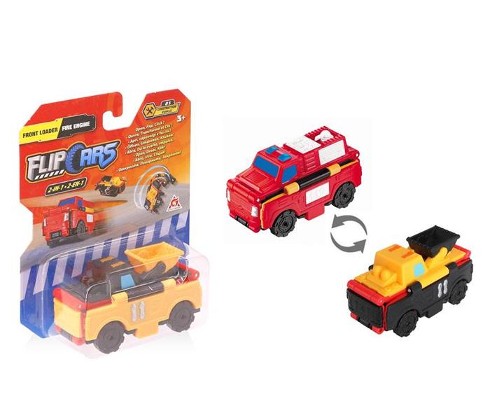 FLIP CARS Automobilčić 2u1 Front Loader & Fire Engine
