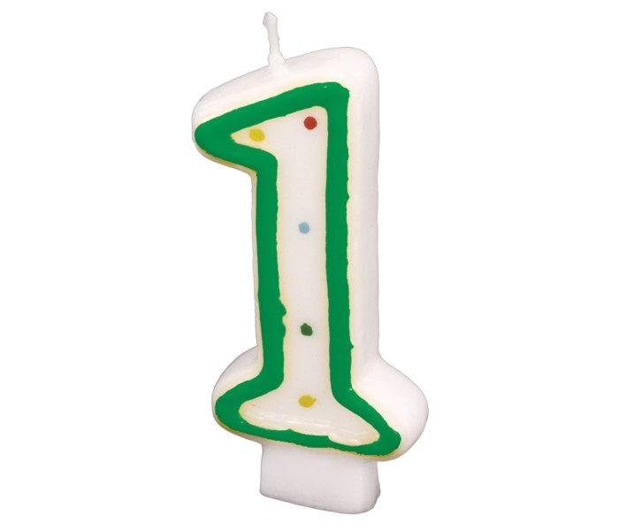 AMSCAN Rođendanska svećica broj 1 belo-zelena