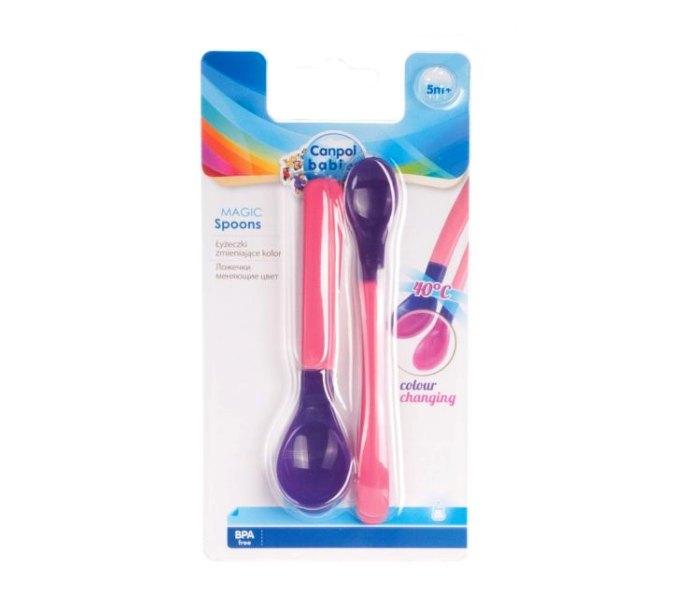 CANPOL BABIES Set magičnih kašika za bebe 9/581 roze-ljubičasti
