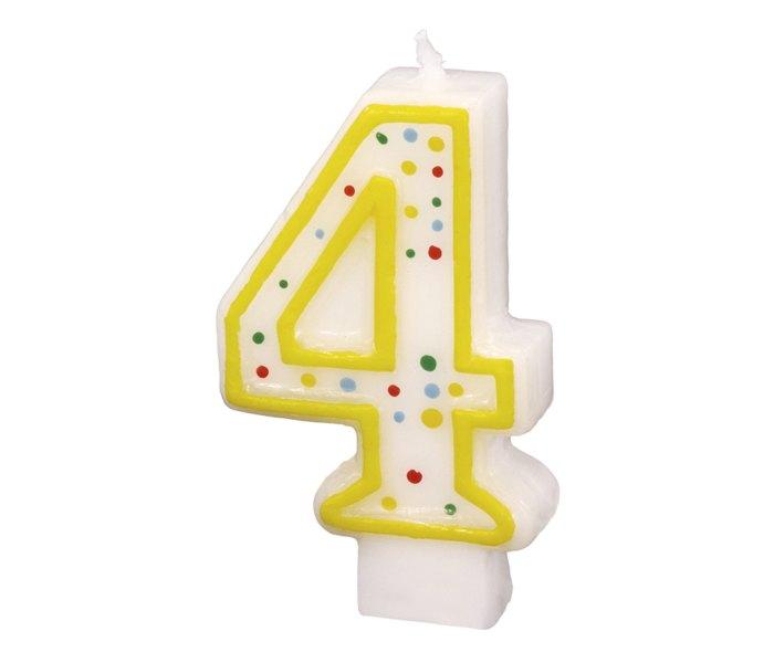 AMSCAN Rođendanska svećica broj 4 belo-žuta