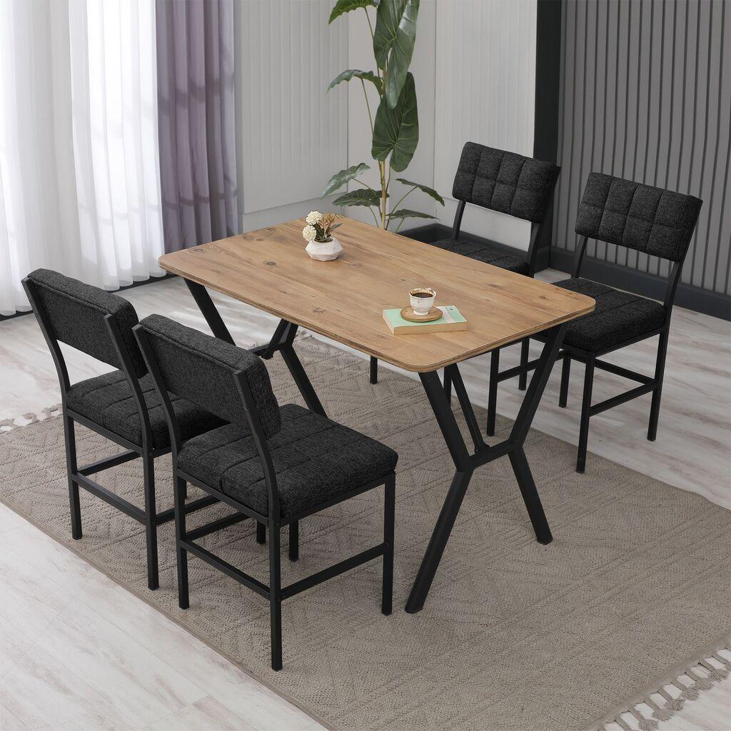 Hanah Home Trpezarijski sto i stolice Dubai,  Anthracit-bež