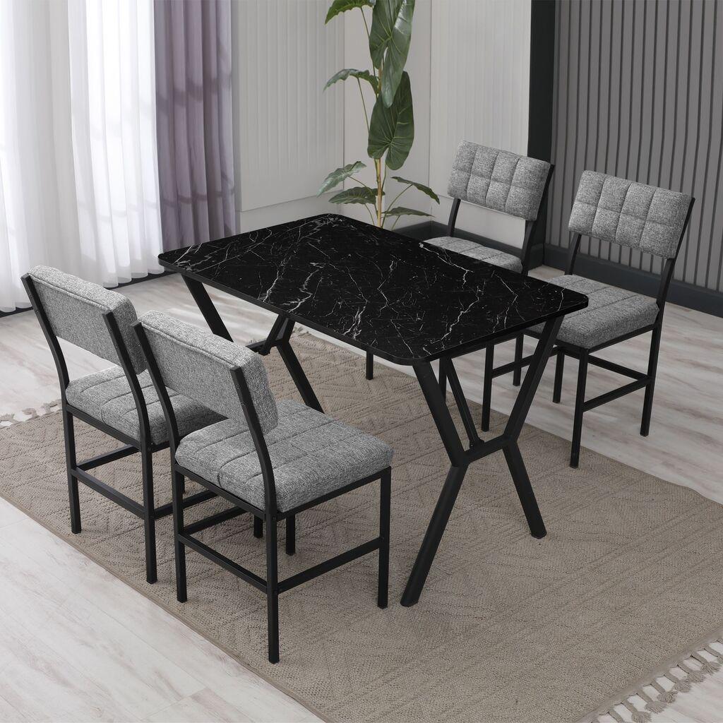 Hanah Home Trpezarijski sto i stolice Dubai , Sivo-crni