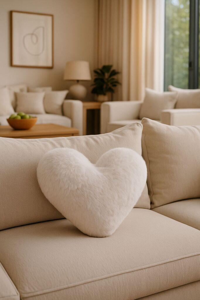 Aberto Design Dekorativni jastuk Heart, 38x33x9 cm, Beli