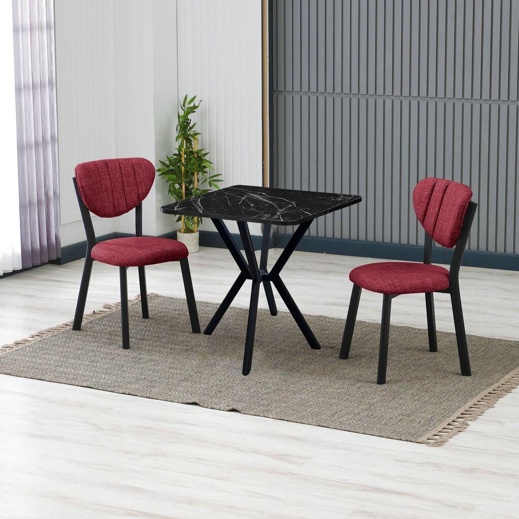 Hanah Home Trpezarijski sto i stolice Elma , Bordo-crni