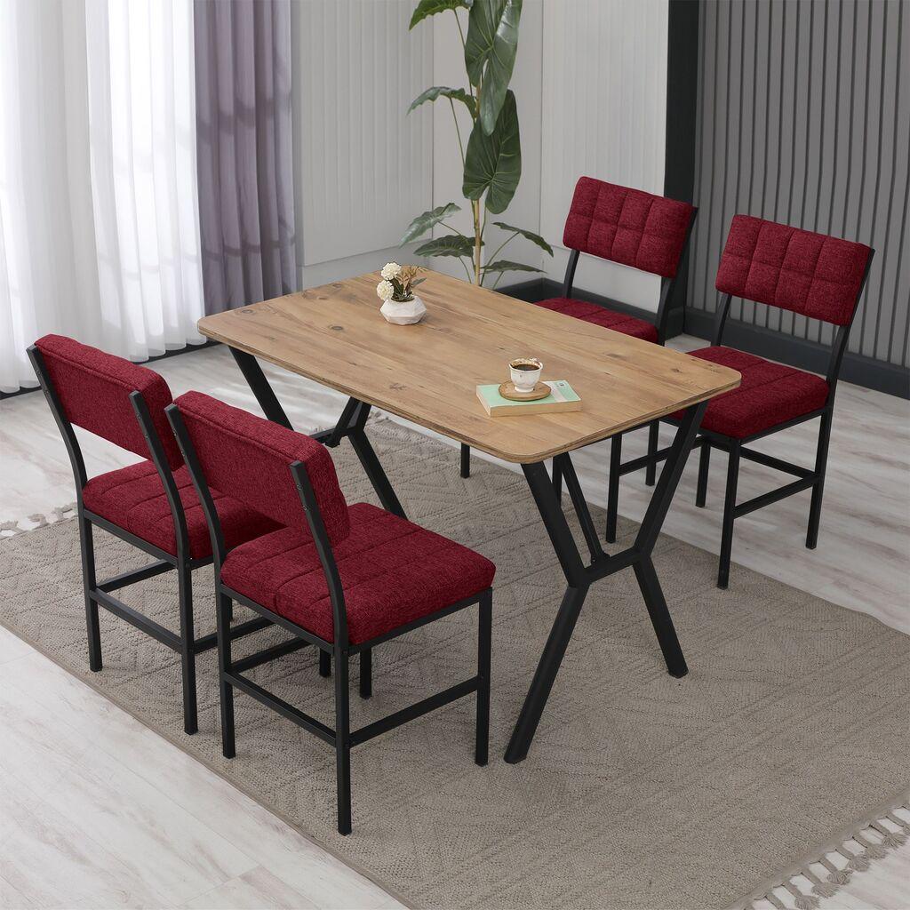 Hanah Home Trpezarijski sto i stolice Dubai , Bordo-krem