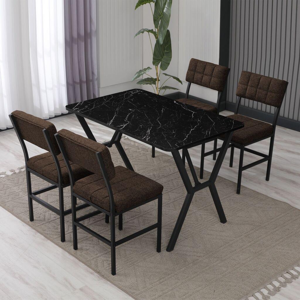 Hanah Home Trpezarijski sto i stolice Dubai, Braon-crni