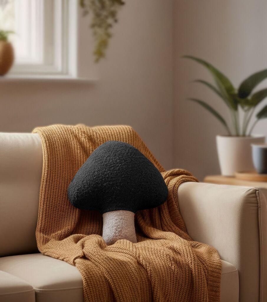 Aberto Design Dekorativni jastuk Mushroom, 38x35 cm, Crni