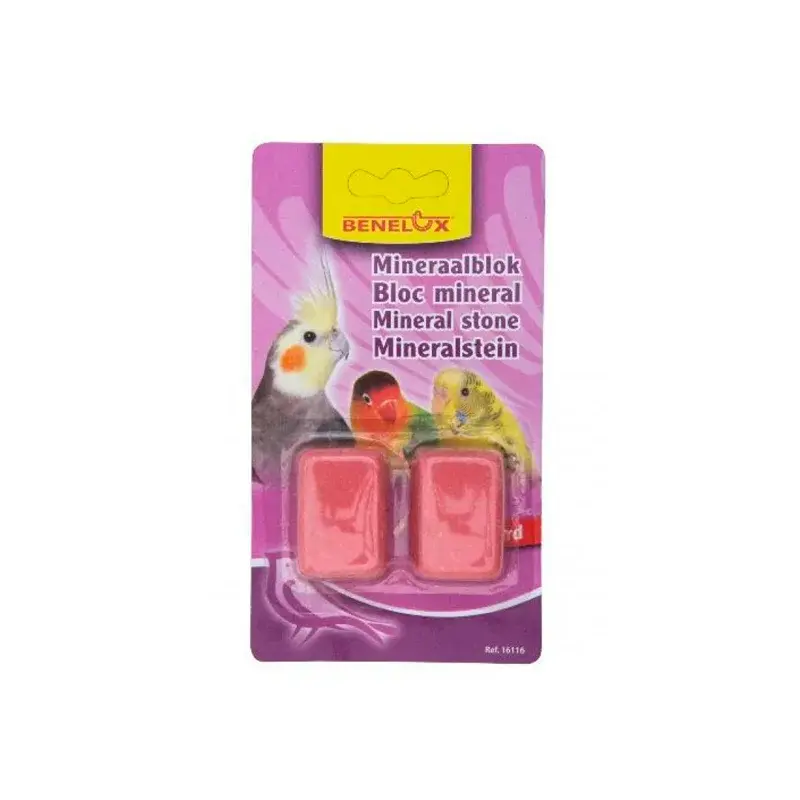 BENELUX Mineralni kamen za papagaje, Tvrdi, 60 g, 2 komada, Roze