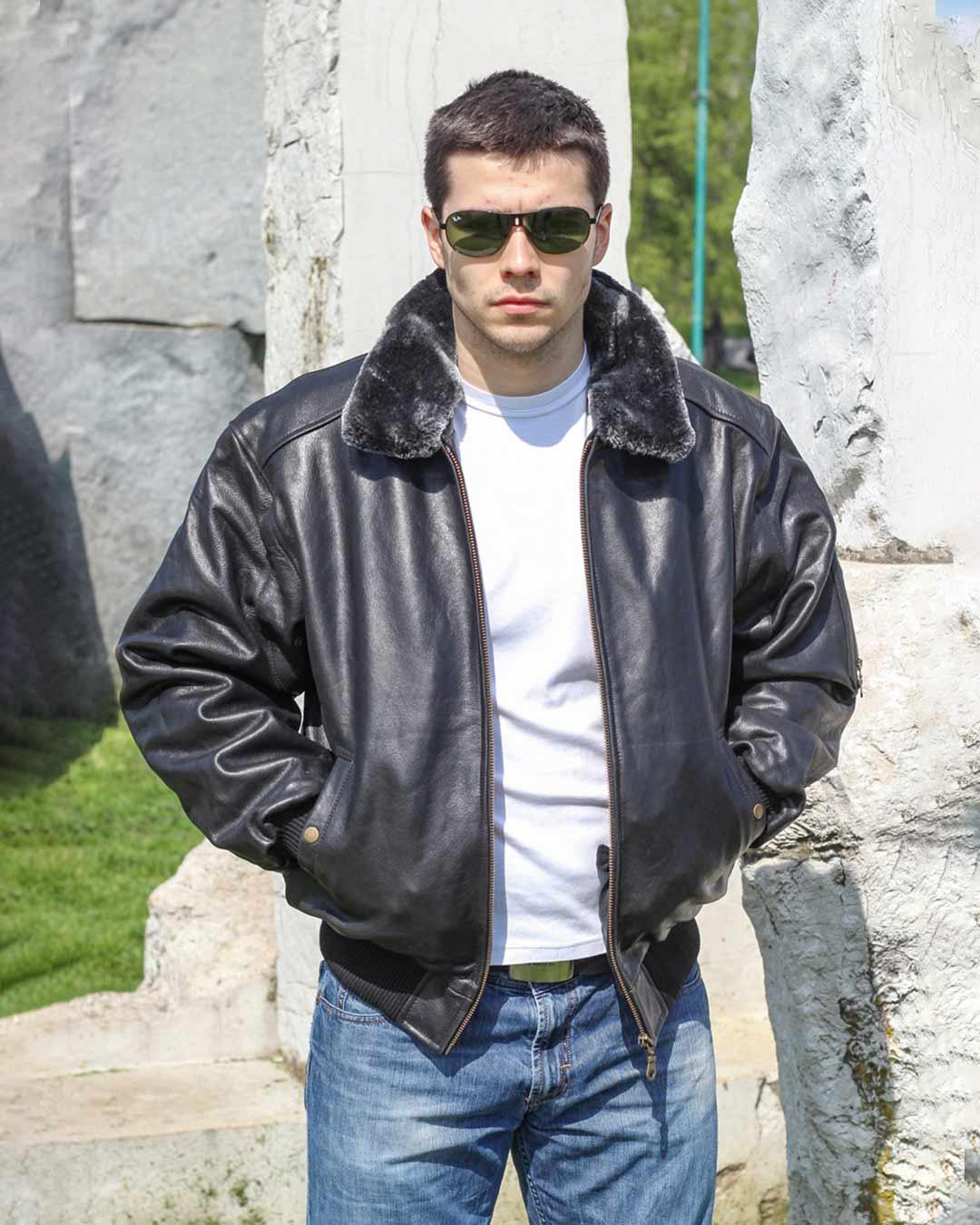 LA FORCE Muška kožna jakna Aviatrix buffalo, Crna