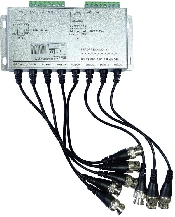 GEMBIRD Balun za 8 kamera RJ45-8CH-300M, AHD, CVI, TVI, Do 5 megapiksela, Srebrni