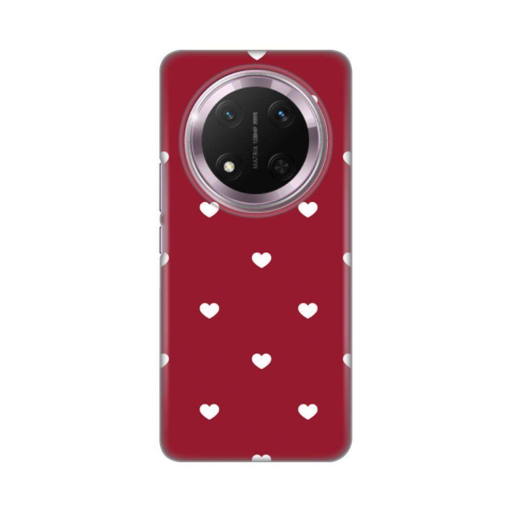 Maska za Honor Magic 7 Lite Burgundy Hearts, Silikonska, Print Skin, Bordo