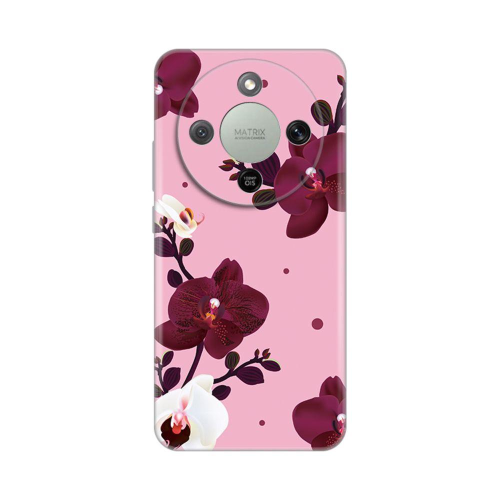Maska za Honor Magic 8 Lite Pink Orchid, Silikonska, Print Skin, Roze