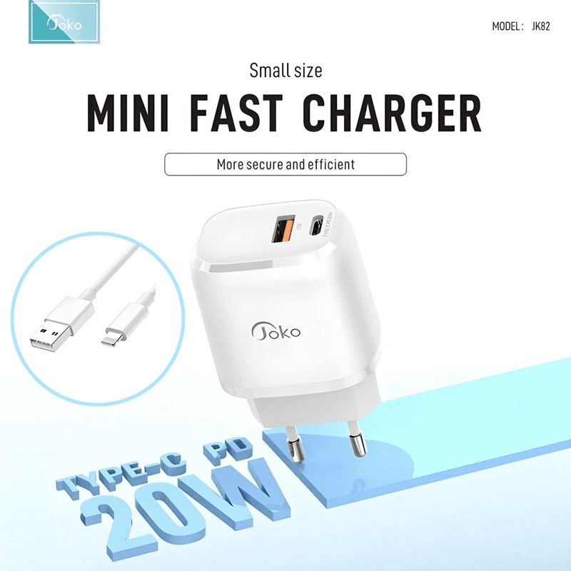 Kucni punjac KONFULON Joko JK82 + PX14 PD 20W/ USB 18W sa kablom USB na iPhone Lightning beli 1m