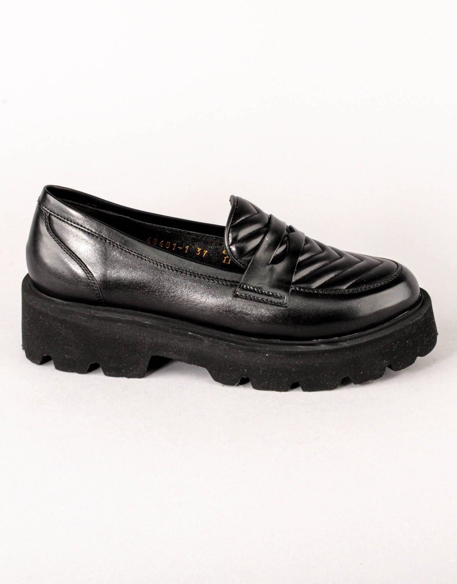 Paar Ženske kožne mokasine 48401-1, Crne