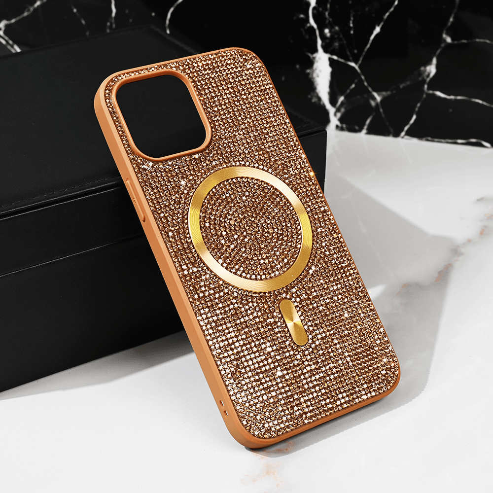 Maska za telefon Magsafe Glam za iPhone 15 Pro Max 6.7, Zlatne boje