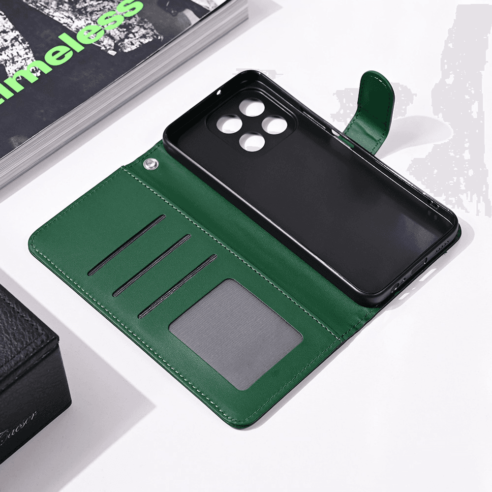 Maska za telefon Honor X6b WALLET ROMB, Zelena
