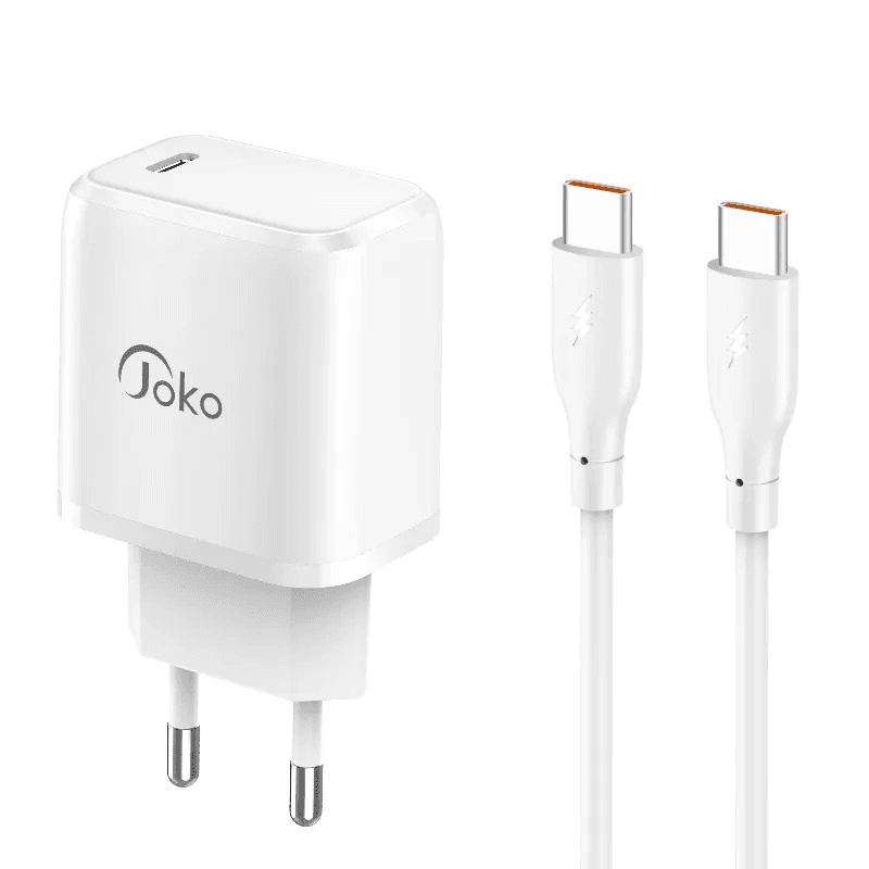 Kucni punjac KONFULON Joko JK91+DC67 PD 20W sa kablom Type-C na Type-C beli 1m