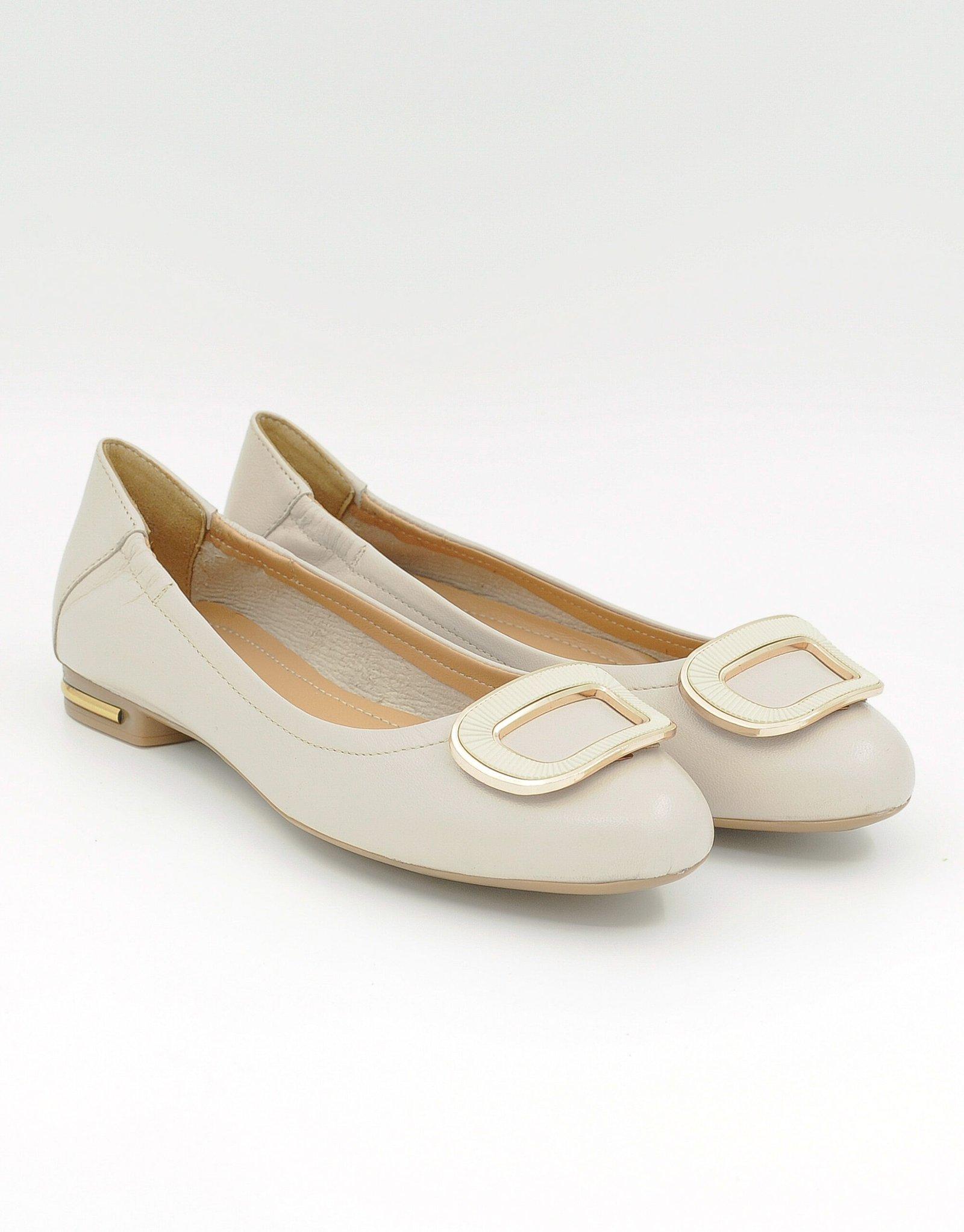 Paar Ženske kožne baletanke 33231-3, Krem