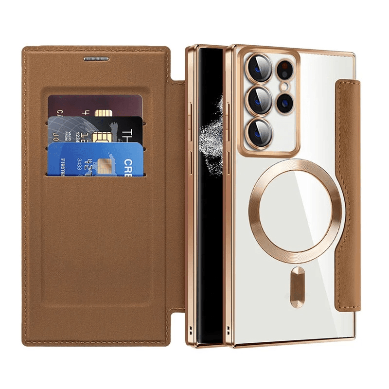 Maskica za Samsung Galaxy S22 Ultra braon Magsafe Lux Bi Fold