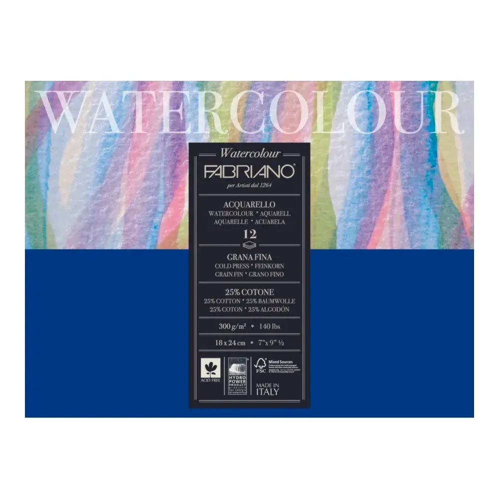 Fabriano Akvarel blok Watercolour, 18x24cm, 300g, 12 lista